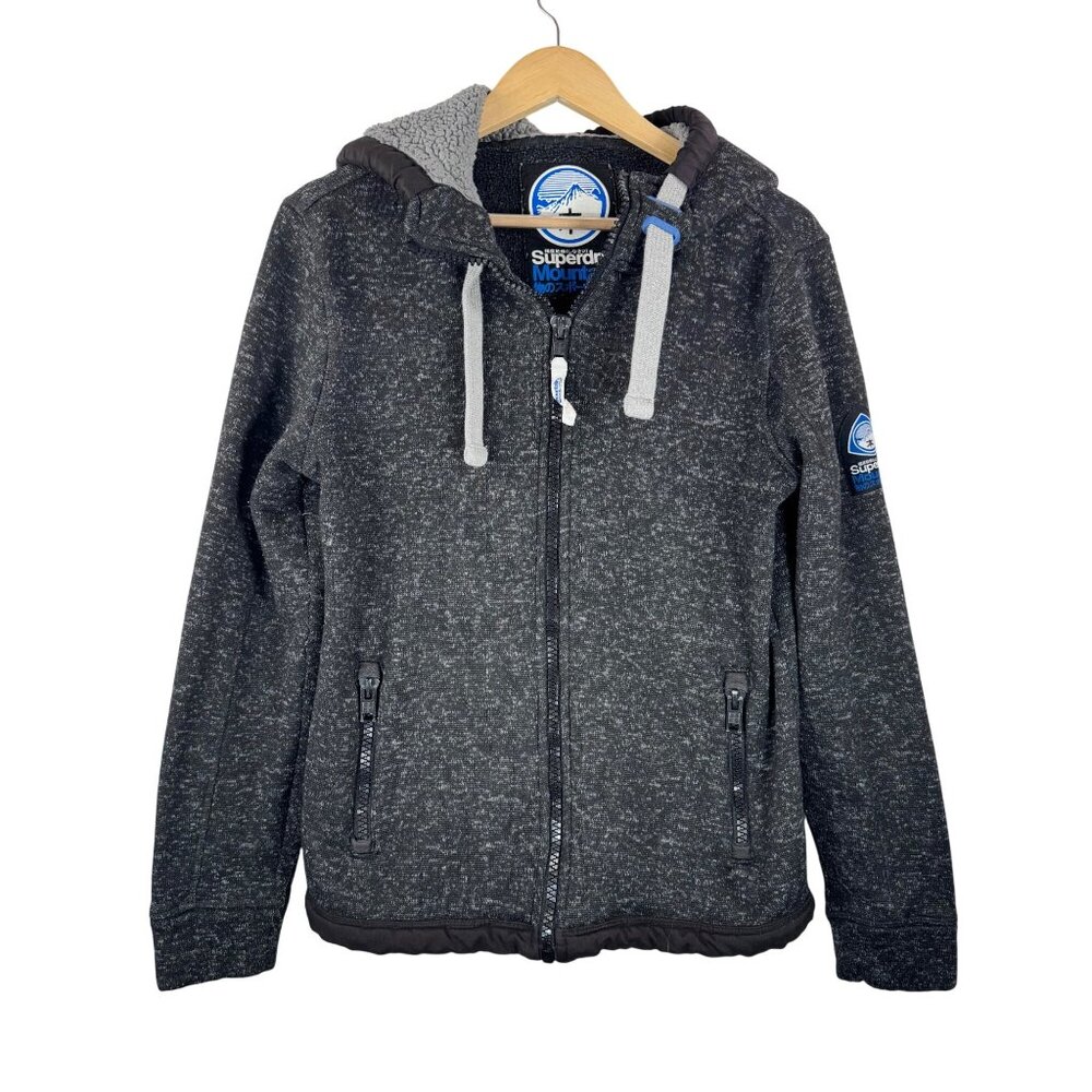 Superdry Men's Mountain sherpa zip Hoodie Gritty 90s hiking slim sz L
